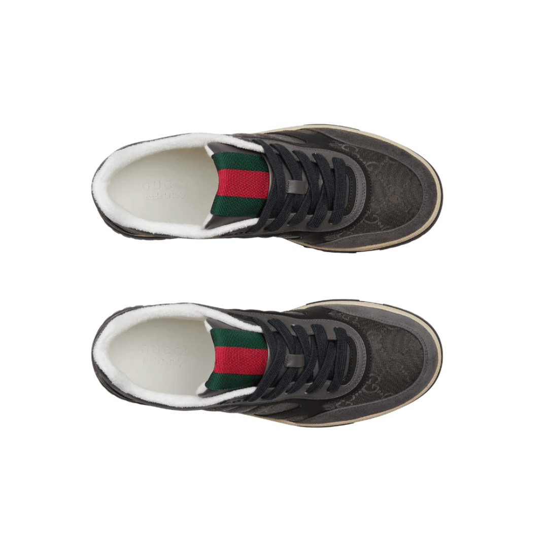 Top view of Gucci Re-Web Grey sneakers UAE