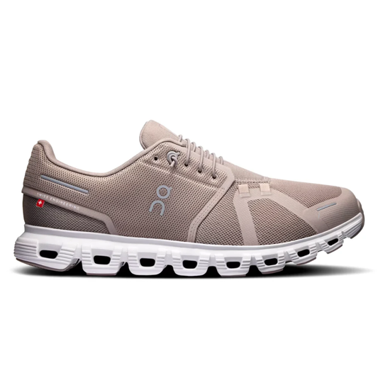On Cloud 6 Fog White running shoe side profile
