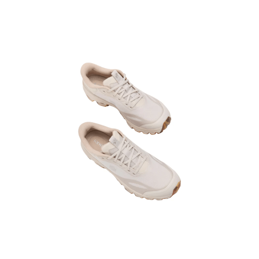 Close-up of On Loewe Beige sneaker with leather detailing