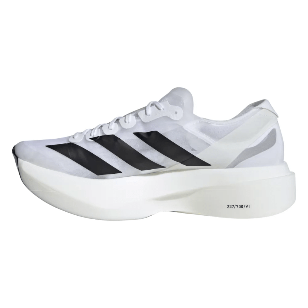 Front view of Adidas Adizero Adios Pro Evo 1 White lightweight racing shoe Dubai UAE