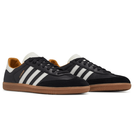 Front angle of Adidas JJJJound x Samba OG Black minimalist sneaker UAE