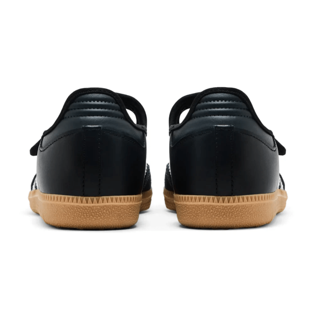 Model wearing Adidas Samba Jane Black White Gum in Dubai streets