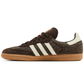 Lifestyle shot of Adidas Samba OG Tweed Pack Dark Brown worn in Dubai