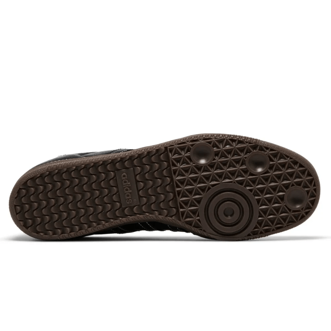 Gold logo and heel design of Adidas Samba OG Día de Muertos Pack Black Dubai UAE