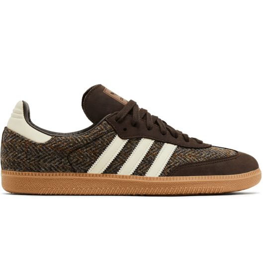 Front view of Adidas Samba OG Tweed Pack Dark Brown sneakers in Dubai