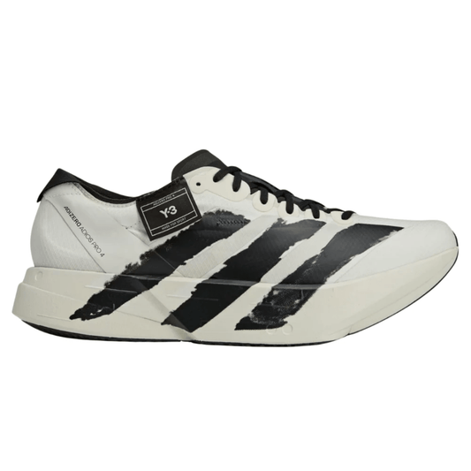 Side view of adidas Y-3 Adizero Adios Pro 4 Beige Orbit Grey