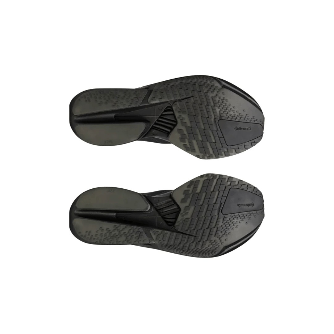 Close-up of Y-3 branding on heel of Adidas Adizero Adios Pro 4 Black Off White Dubai UAE