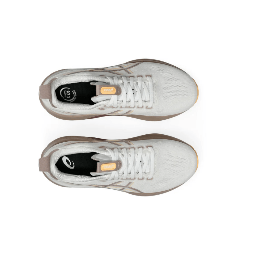 Top angle Asics Gel-Kayano 32 White Orange Glow Dubai UAE