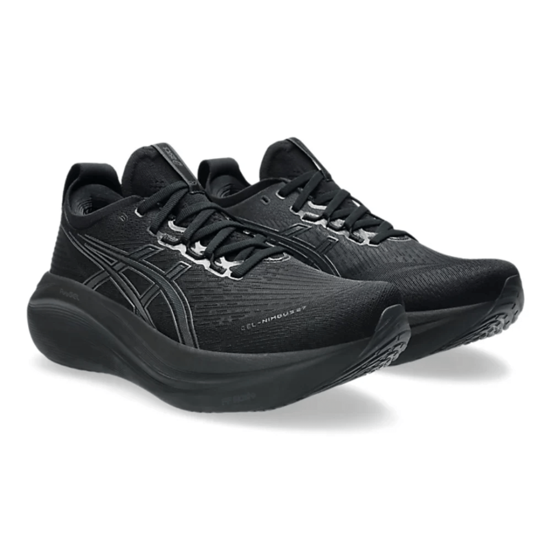 Side profile of Asics Gel-Nimbus 27 Black Graphite Grey sneakers Dubai UAE
