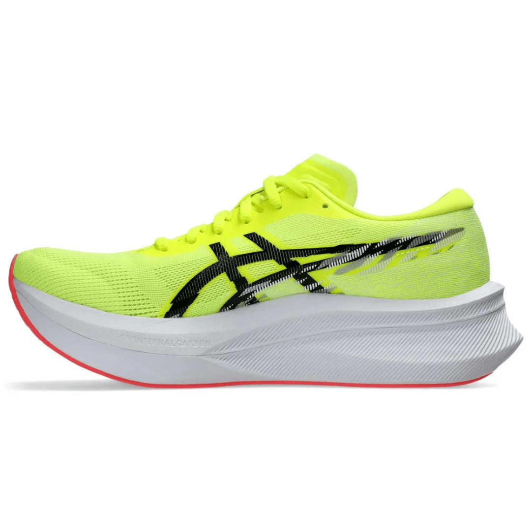 Lifestyle photo of Asics Magic Speed 4 Safety Yellow Black sneakers Dubai UAE
