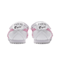 Rear angle showing low-cut heel design of Asics Mexico 66 Ballerina White Cotton Candy