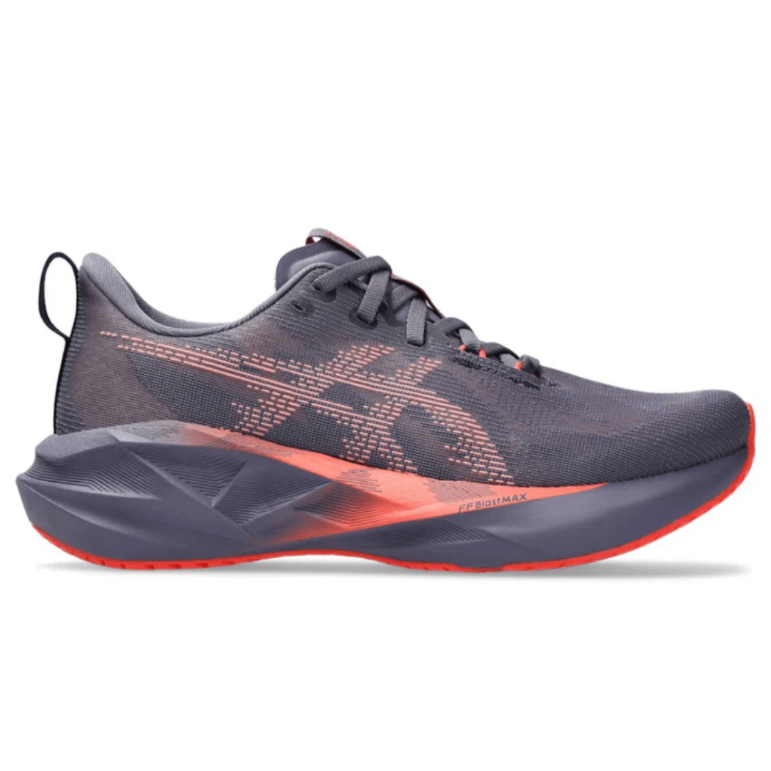 Asics Novablast 5 running shoes in Greyish Purple and Coral Reef, Dubai UAE