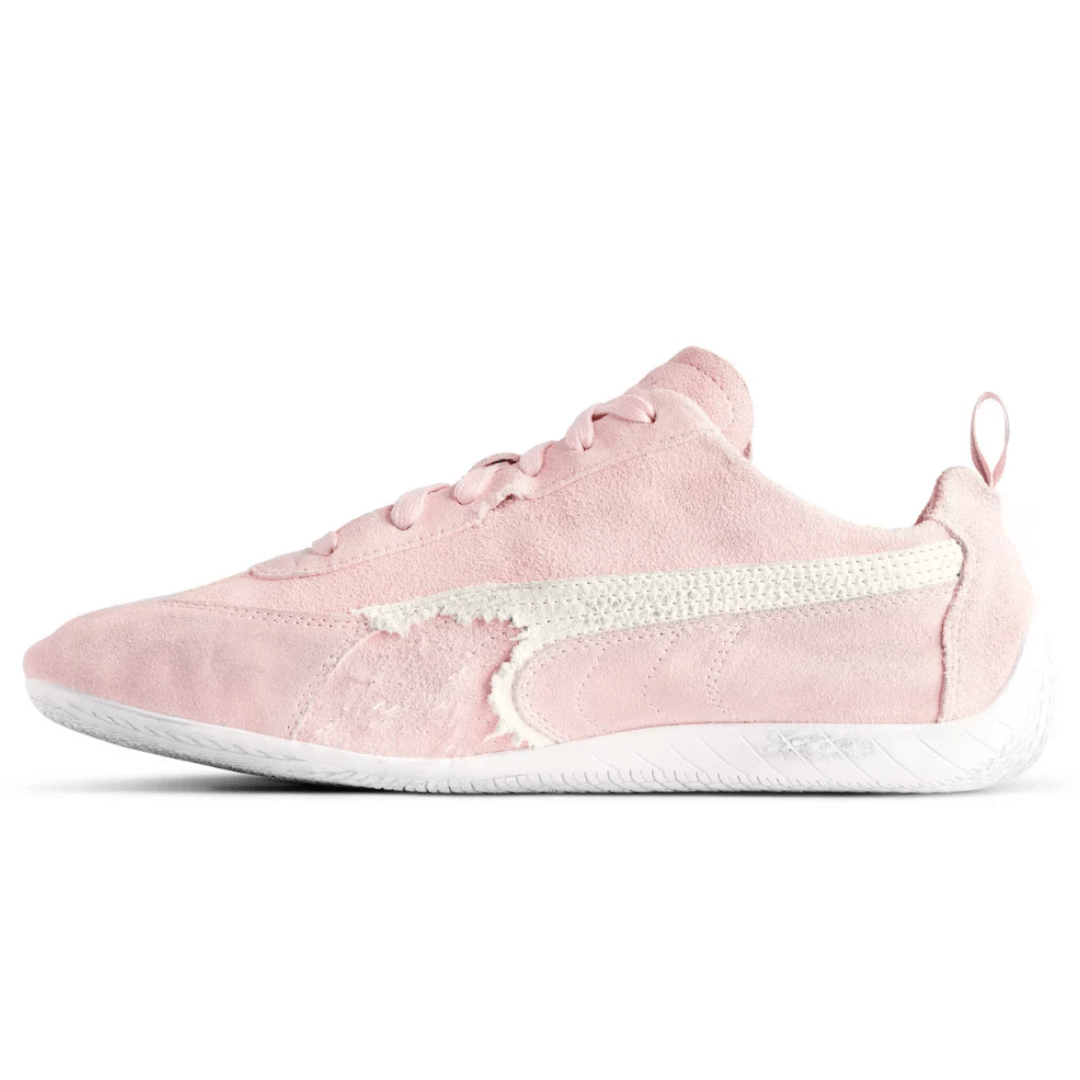 Close-up of Balenciaga Puma suede texture Pink White UAE