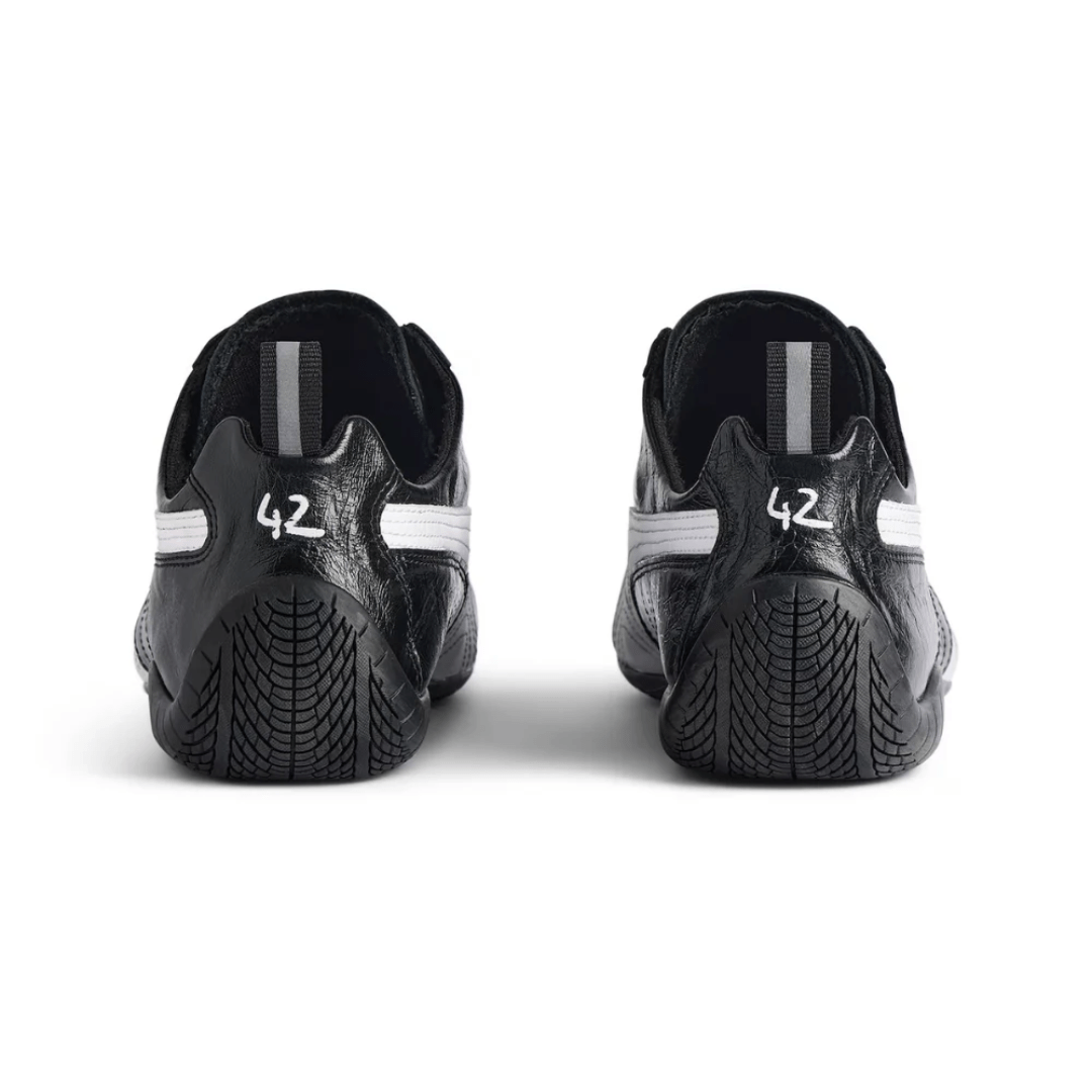 Close-up of Balenciaga Puma stitching and leather