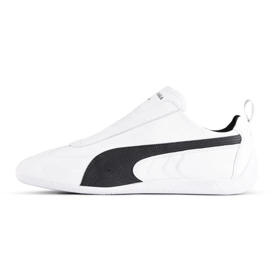 Balenciaga Speedcat White Black worn in Dubai street style