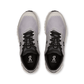 Gray running shoes with black soles on a white background