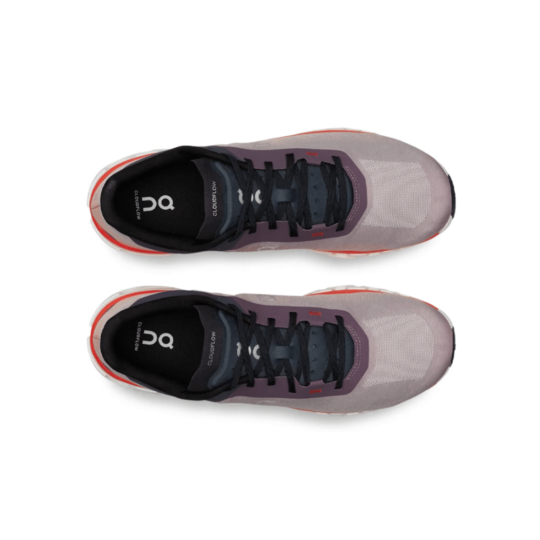 Back heel view of On Cloudflow 4 Quartz Flame