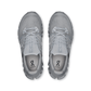 Pair of gray running shoes with 'on' branding on a white background