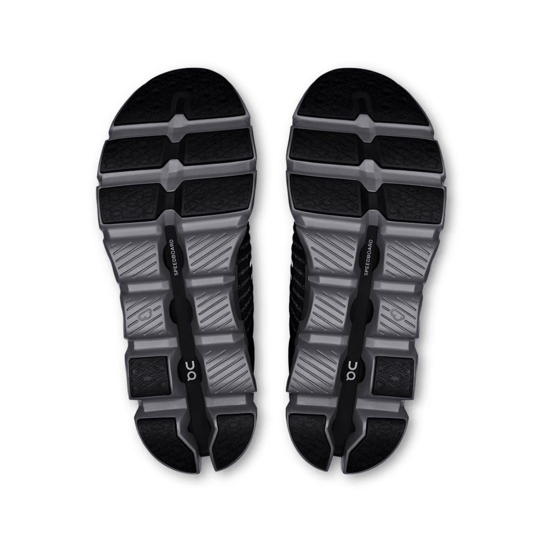 Black and gray sole of a shoe on a white background