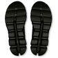 Black sandal sole with brand logo on a white background