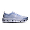 Light blue running shoe with white sole on a white background