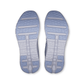 Top view of a pair of blue and gray shoe soles on a white background