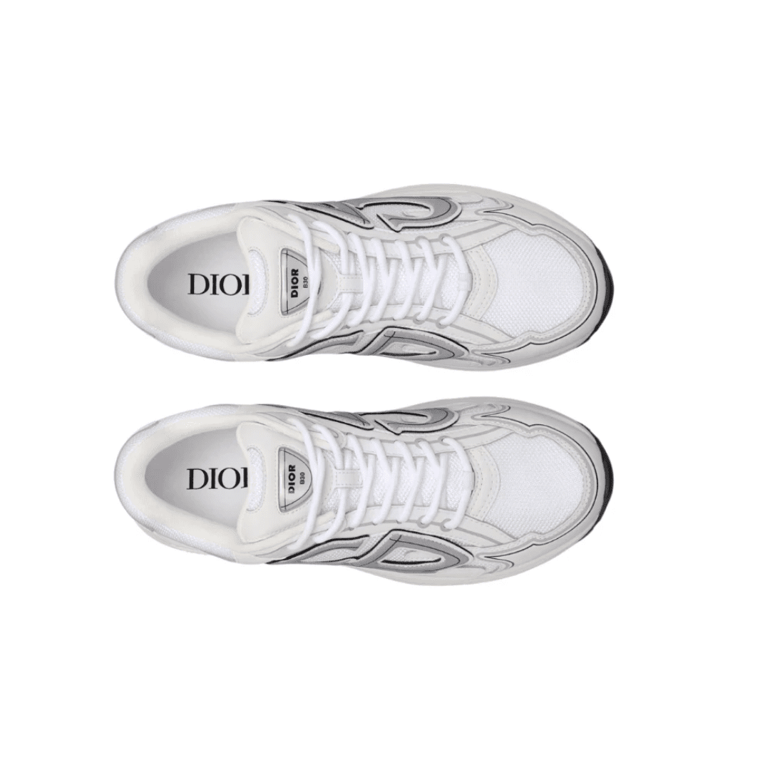 Dior B30 White Mesh and Technical Fabric Low Top Sneakers on feet Dubai