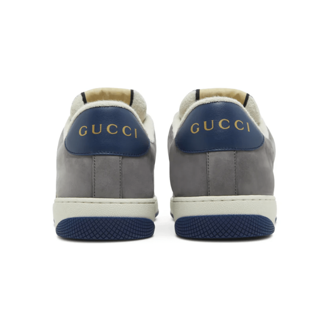 Gucci GG Screener Grey Navy sneakers styled for Dubai fashion