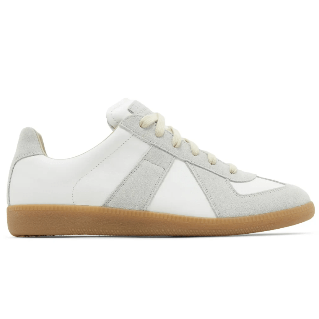 Maison Margiela Replica White Grey Sneakers Front Angle UAE