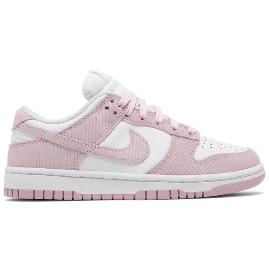 Side view of Nike Dunk Low Pink Corduroy sneaker in Dubai light