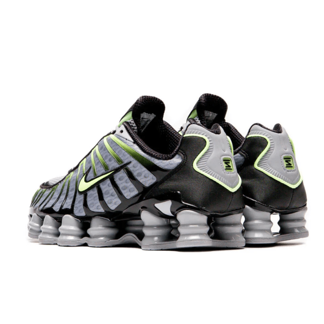 Women styling Nike Shox TL Wolf Grey Lime at Dubai Mall