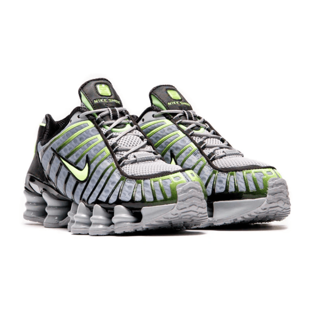 Side view of Nike Shox TL Wolf Grey Lime shoes Dubai UAE