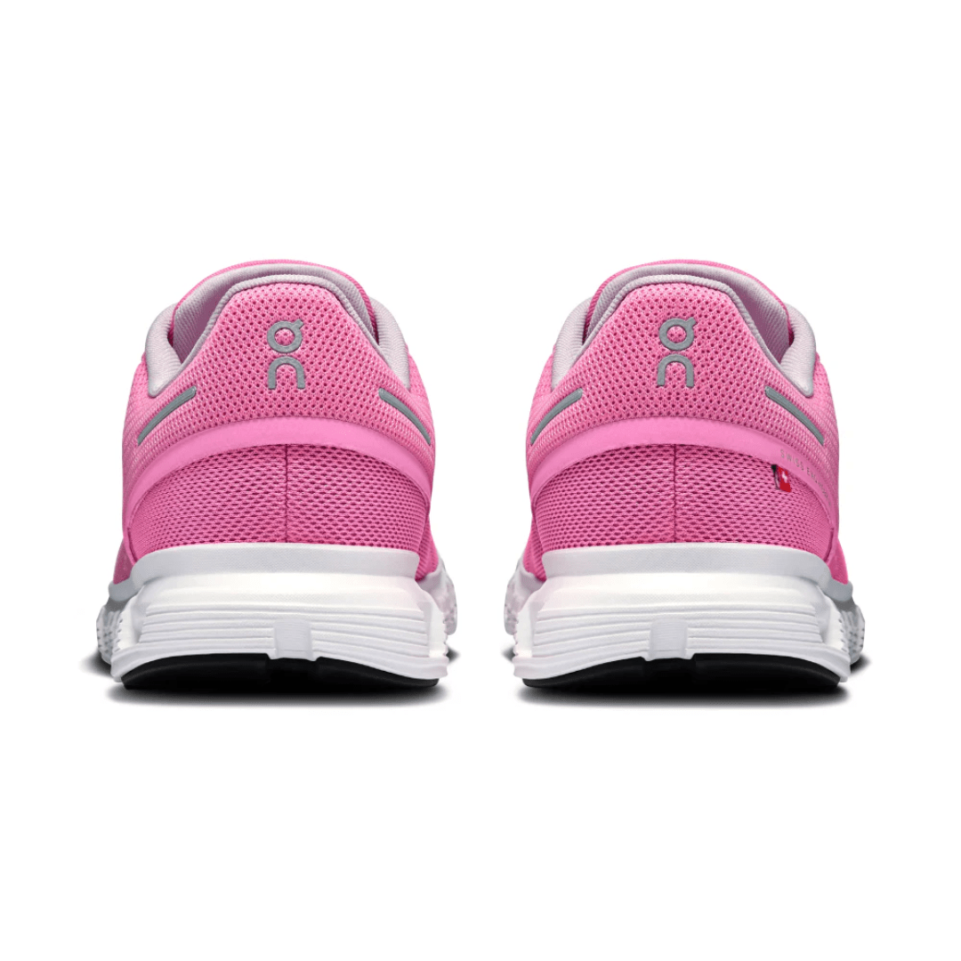 Top view of On Cloud 6 ‘Raspberry White’ breathable mesh upper in Dubai UAE