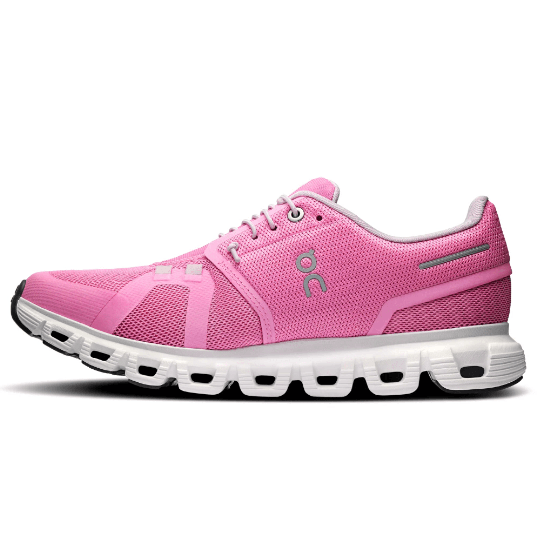 Back heel support and comfort detail of On Cloud 6 Raspberry White UAE