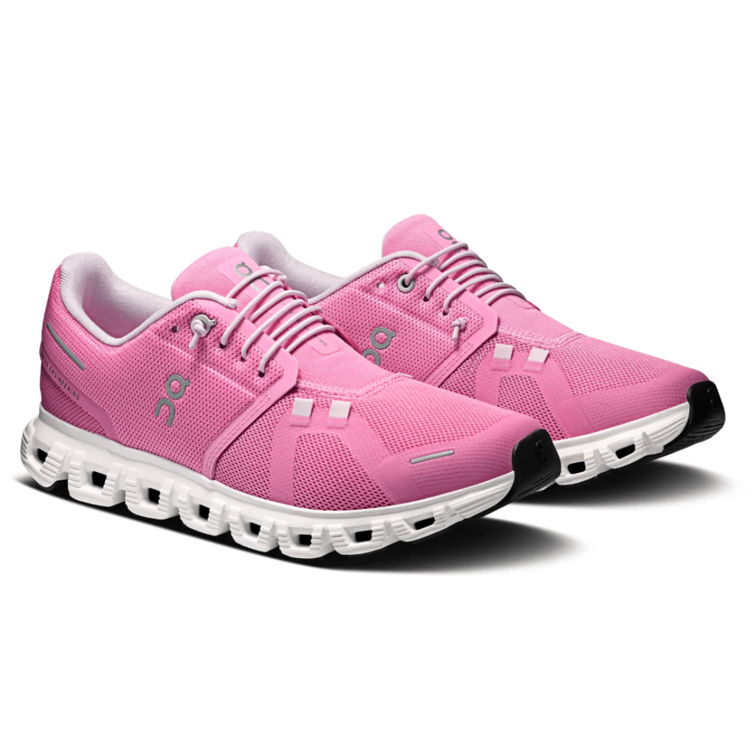 Ultra lightweight On Cloud 6 Raspberry White trainers displayed in Dubai UAE