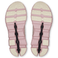 Pair of pink sandals with white soles on a white background