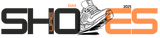 Logo with a sneaker and text 'SHOES' on a transparent background
