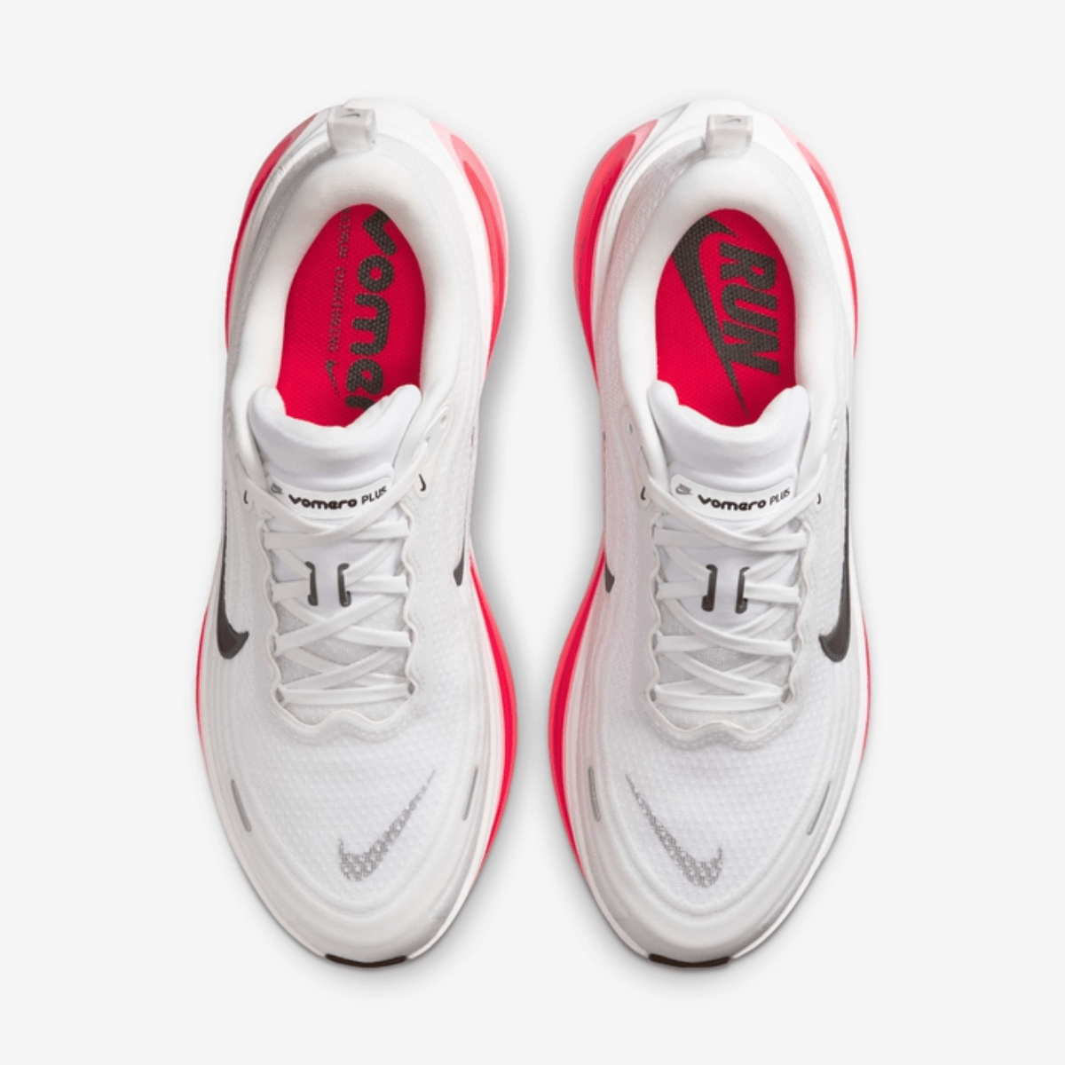 Nike Vomero Plus White | Bright Crimson top view